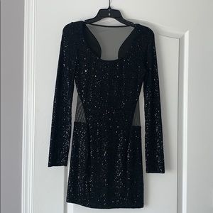 Hot Miami Styles - black sequin mesh back dress